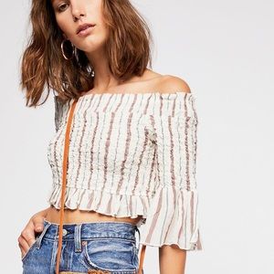Free People Smocked Around Crop Top
